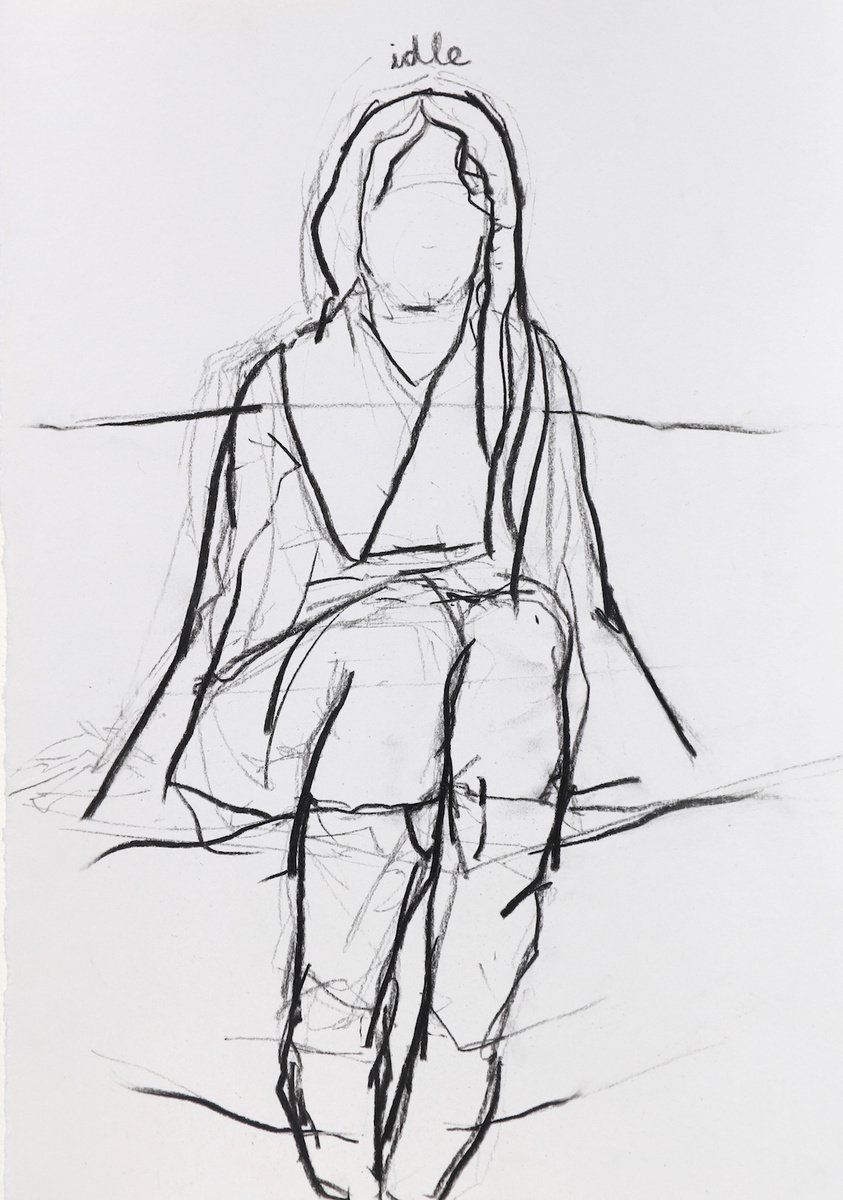 Expressive Portrait Charcoal Drawing By Melinda Matyas, 8 X 11", Sketch #3, Original Artwork