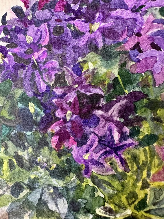 Purple Bellflowers in Crumpled Silver