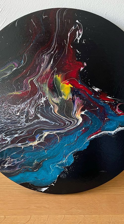 A-New-Cosmic-Tension - Wall Art Abstract / Stretched Canvas / Contemporary Art / Wall Hangings / Color Therapy / Modern Art / Acrylic Pour by Sarah Pena