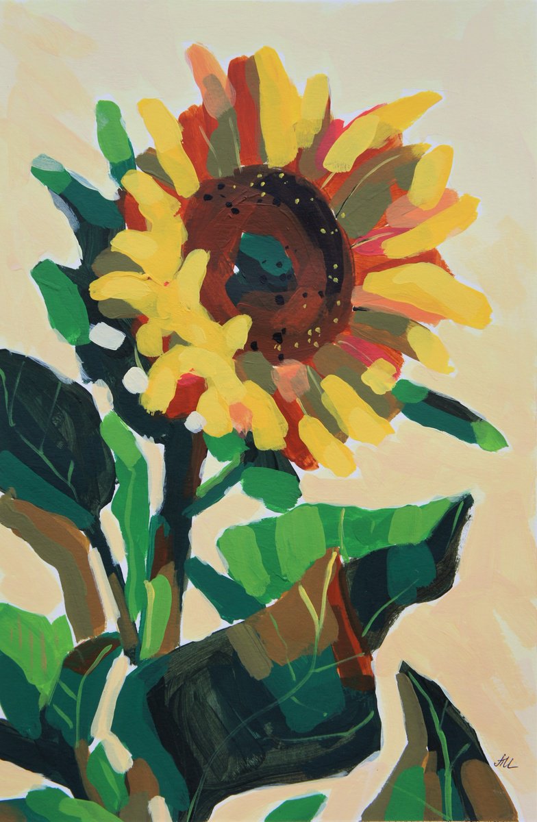 Impressionistic Botanical Acrylic Painting By Irina Plaksina, 9 X 13, Summer In Kansas, Original Artwork