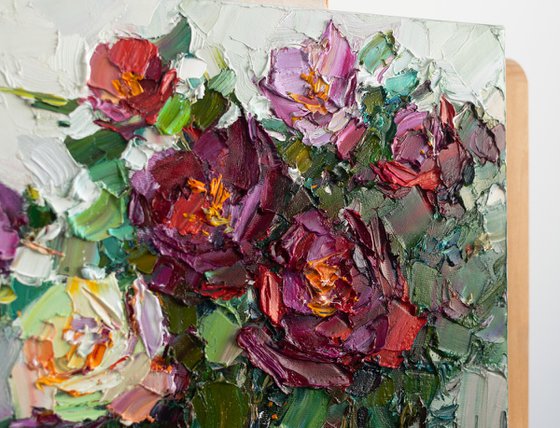 Roses impasto painting - Original oil painting