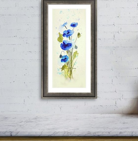 Blue Poppies Floral painting