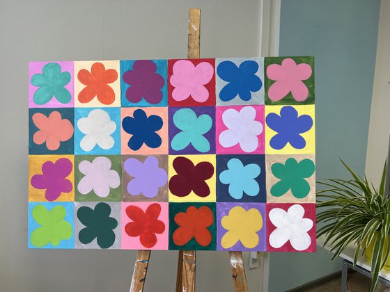 Warhol‑Style Colorful Flowers