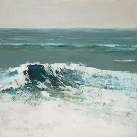 One wave at a time 30x30" 76x76cm Oil, Acrylic by Bo Kravchenko