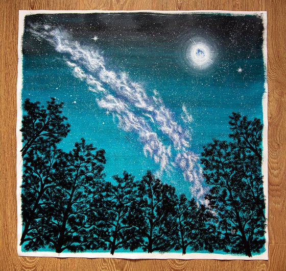 Tranquil forest under stars