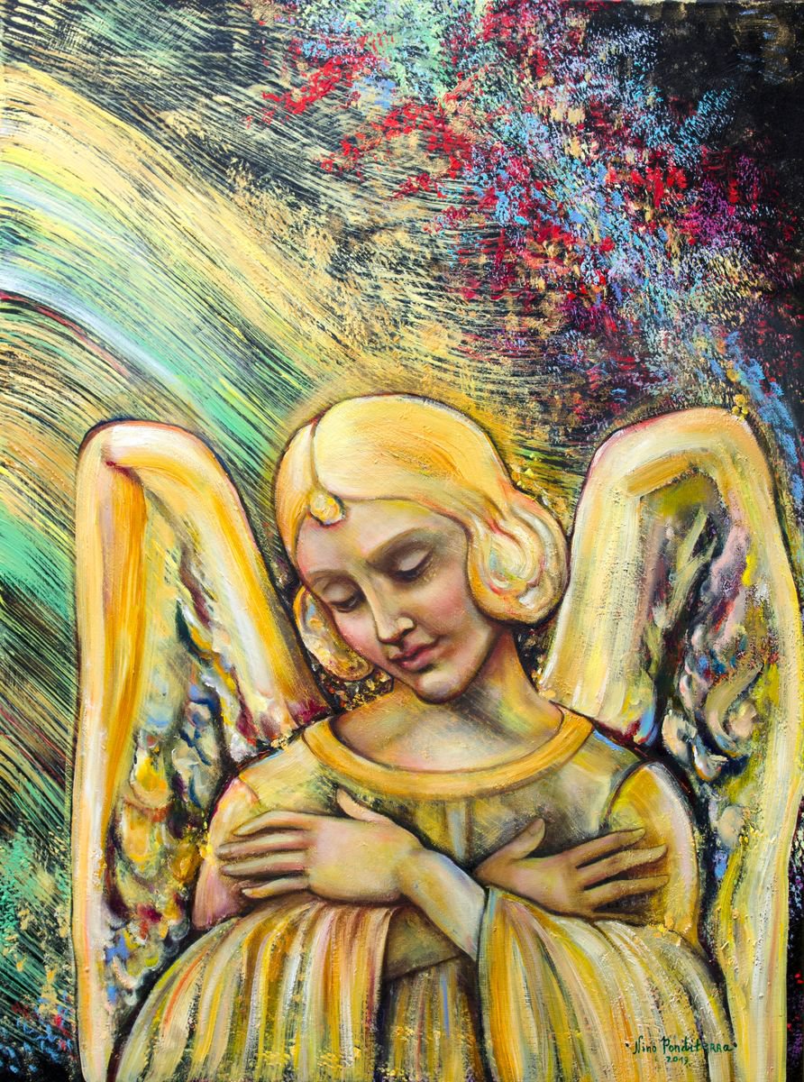 Impressionistic Portrait Oil Painting By Nino Ponditerra, 24 X 31", Angels And Neurons. Diptych, Original Artwork