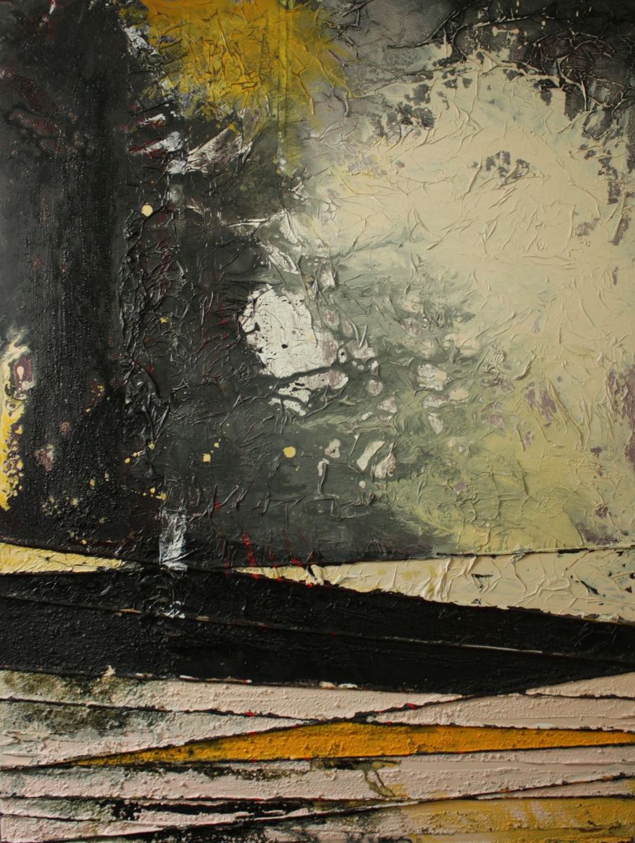 Abstract Acrylic Painting By Olga David, 28 X 39", Zeitbrucke, Original Artwork