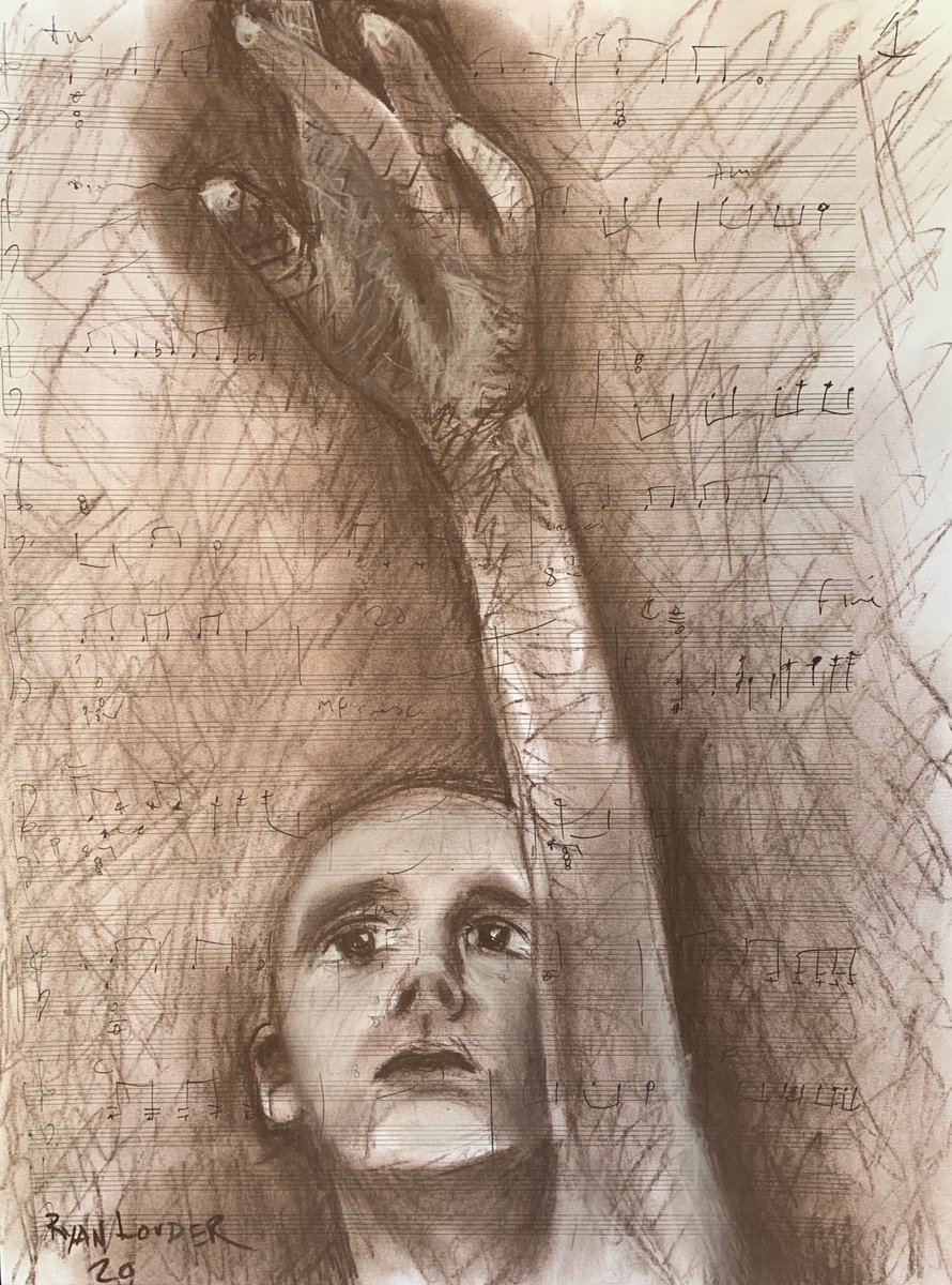 "When Can We Touch Stars" 25x35cm charcoal ink on manuscript scoring paper by Ryan  Louder
