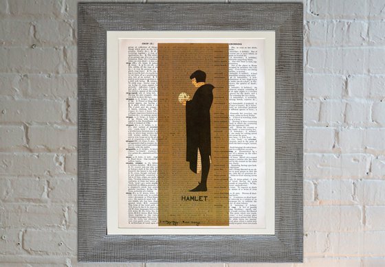 Hamlet - Collage Art Print on Large Real English Dictionary Vintage Book Page