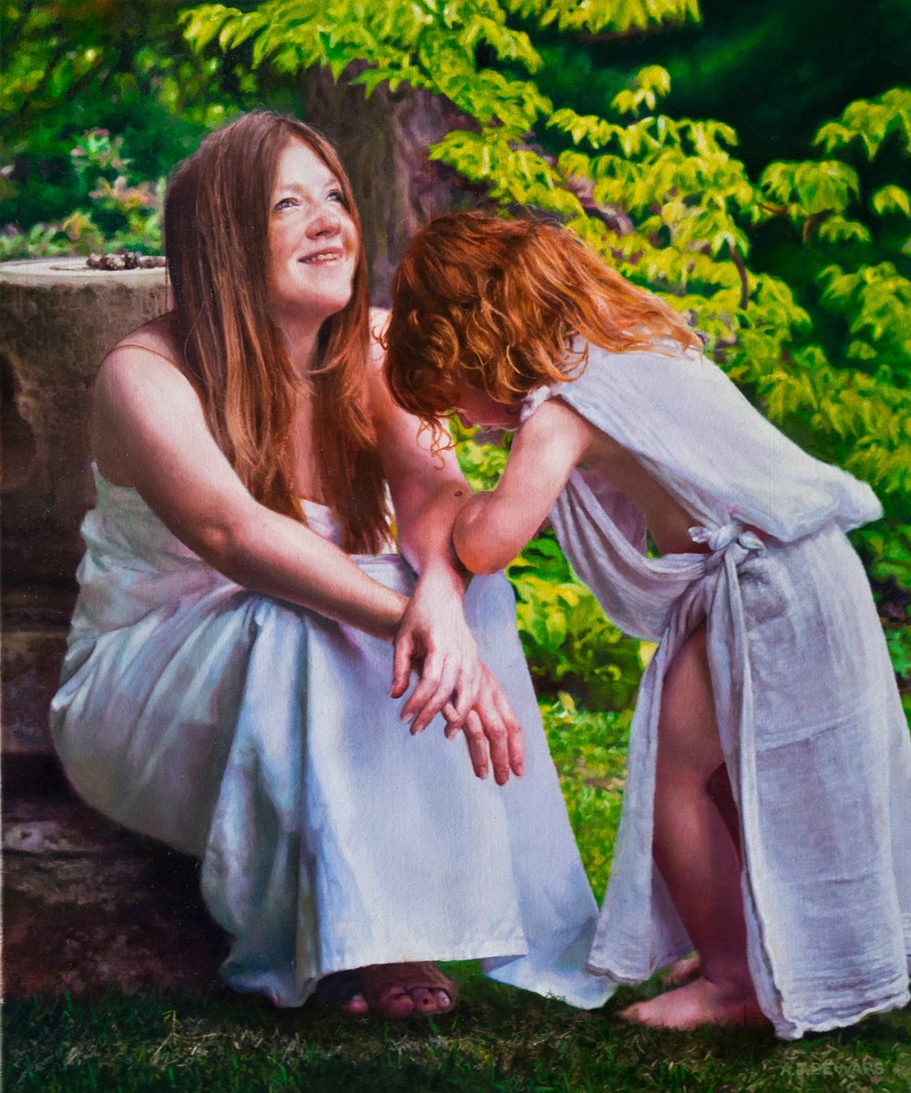 Photorealistic Oil Painting , The Nature Lesson By Alex Dewars, 24 X 28, Artwork For Sale On Artfinder