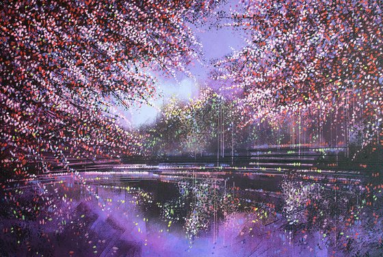 Lakeside Trees By Moonlight