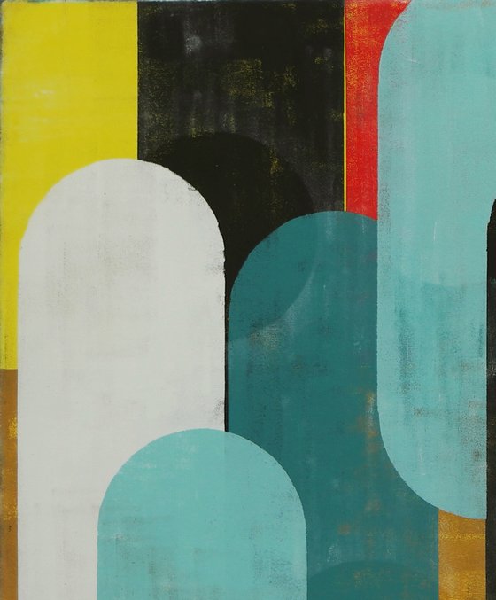 Extra Large Painting - Traffic Bright Yellow & Blue XL - 180x90cm - Acrylic on canvas - Ronald Hunter -O08