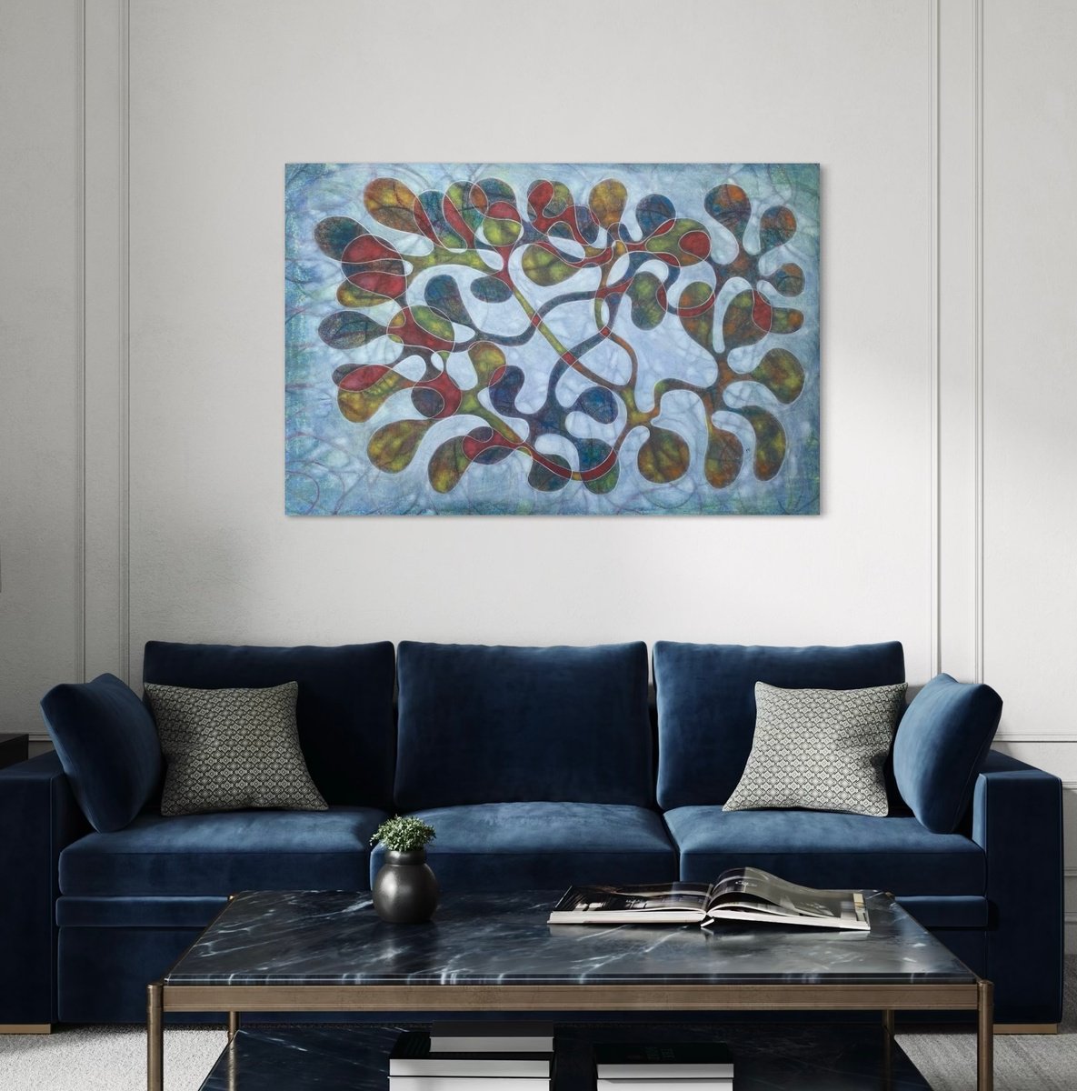 Abstract Acrylic Painting By Maarit Korhonen, 55 X 36", Dubstep, Original Artwork