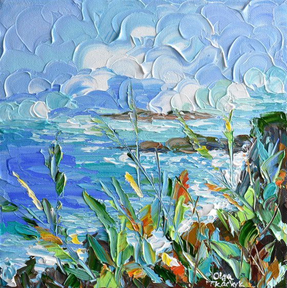 Laguna Beach 10"x10" - Impasto acrylic painting created with palette knife