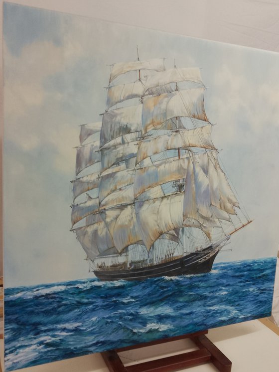 THE CUTTY SARK AT SEA IN FINE WEATHER