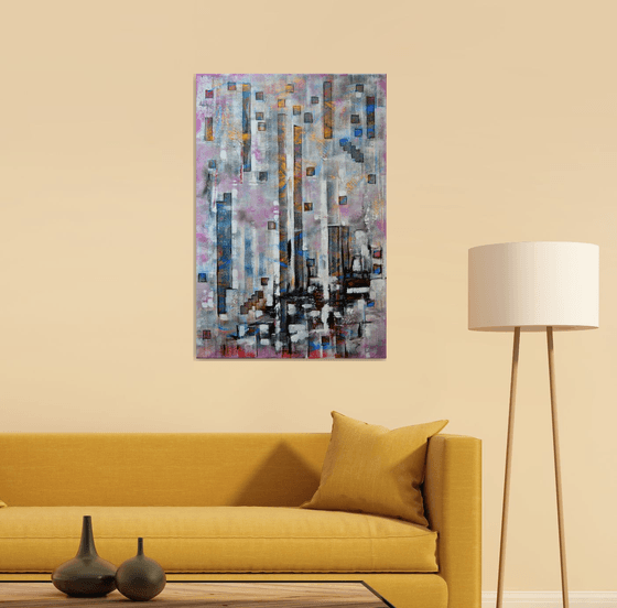 Tetris - Large Original Abstract Art on Canvas Ready To Hang