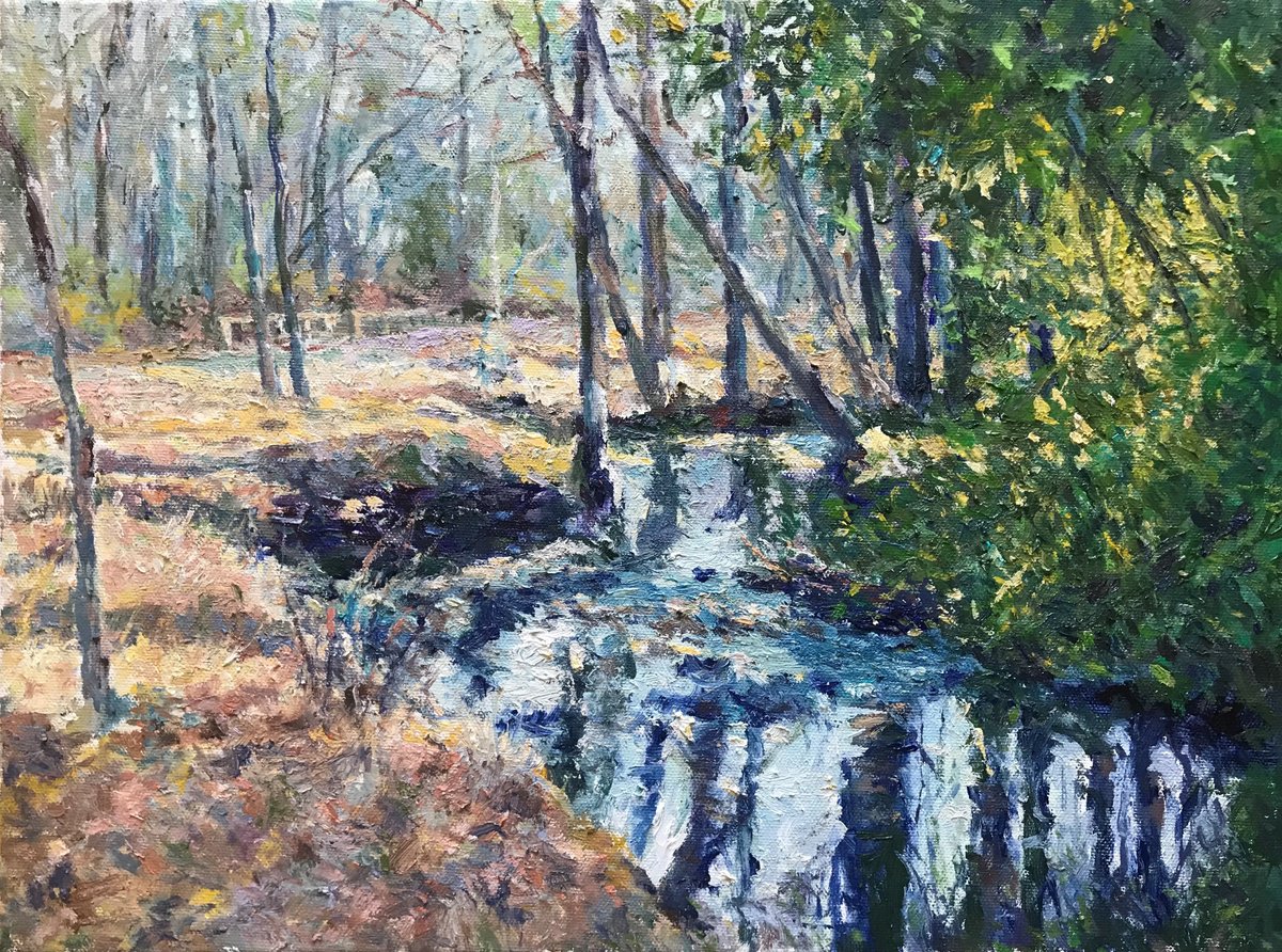 Impressionistic Landscape Oil Painting By Steven Hagy, 16 X 12", "Lower Magrudertrail Spring", Original Artwork