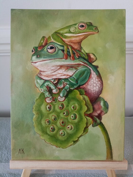 Go green! frogs art