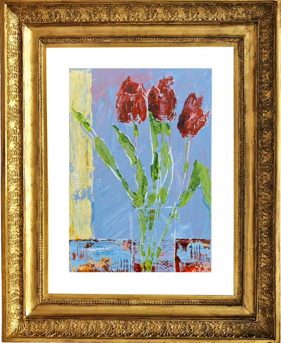 Three Red Tulips by Jan Rippingham