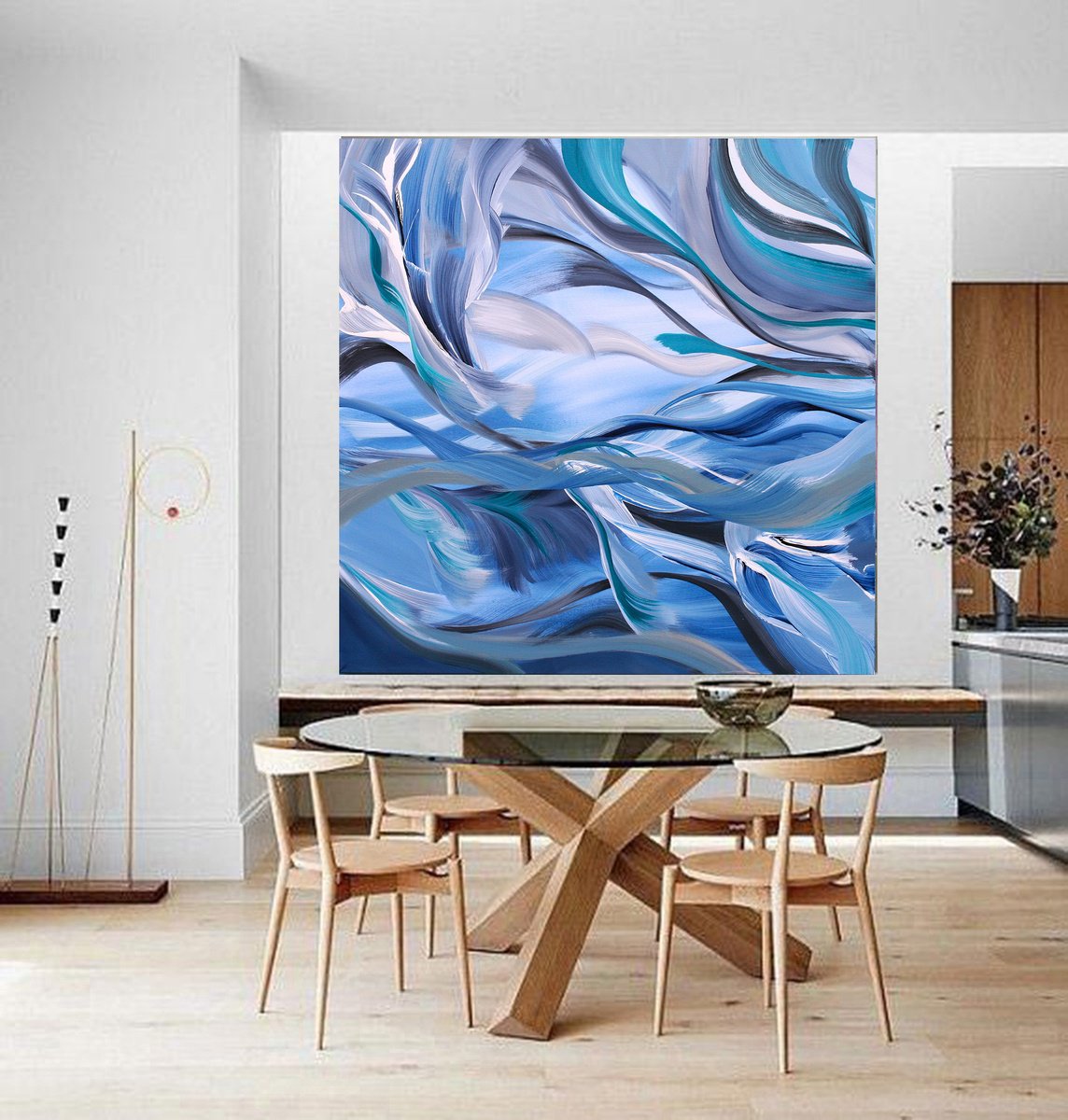 Organic Abstract Acrylic Painting By Susan Wooler, 39 X 39", Before Sunrise, Original Artwork