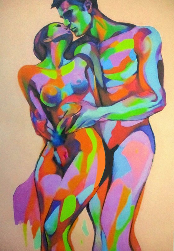 "Love's Colorful Embrace"