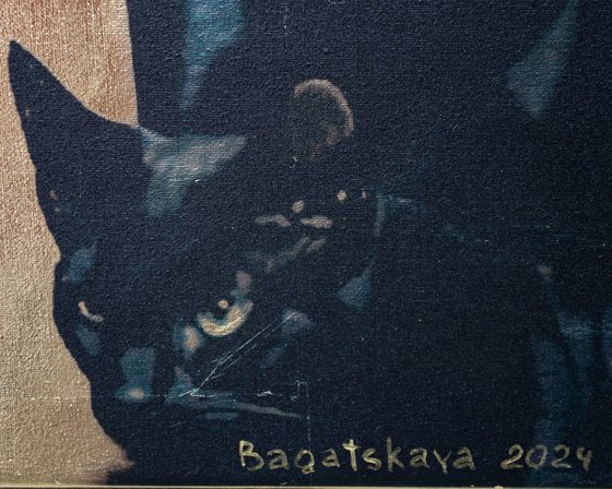 Contemporary printed portrait "Seven Black Cats"