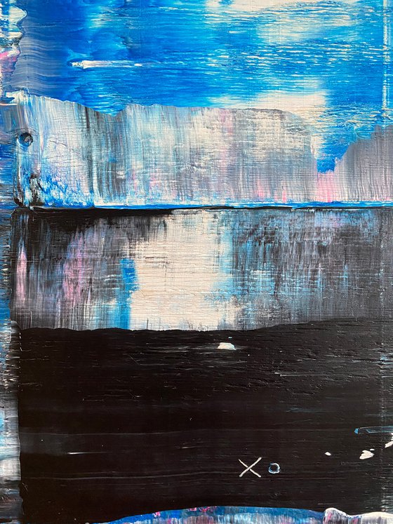 "To Trauma, With Love" - FREE USA SHIPPING - Original PMS Abstract Acrylic Painting On Reclaimed Wood - 48" x 20"