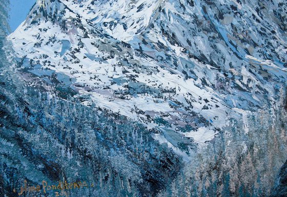 Matterhorn. Winter - original oil painting on stretched canvas