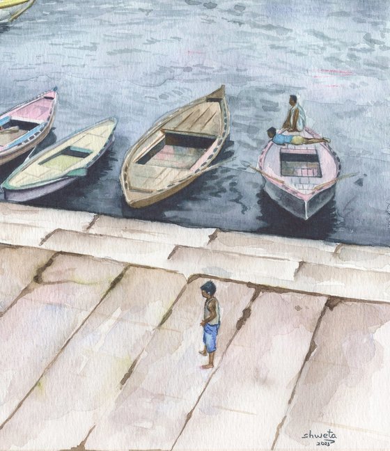 Boats on Varanasi ghats