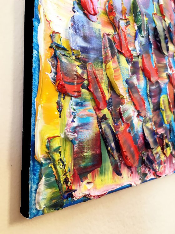 "Painting In Scales" - Original Textured PMS Abstract Oil Painting On Canvas - 20" x 16"