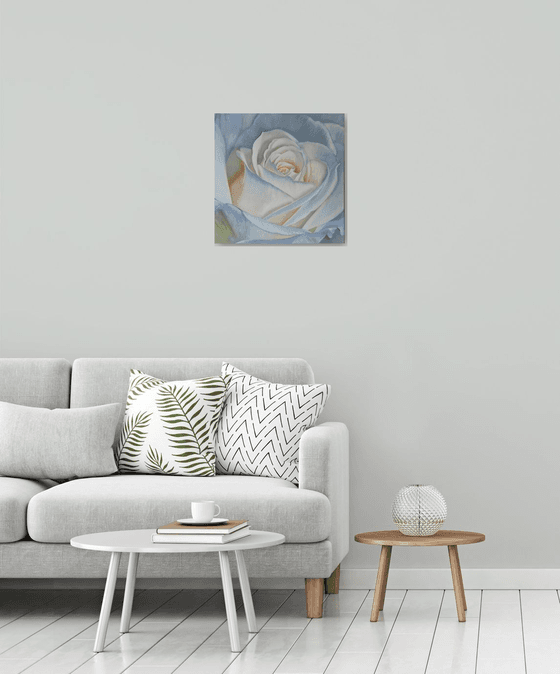 "Creme brulee."  rose flower  liGHt original painting  GIFT (2021)