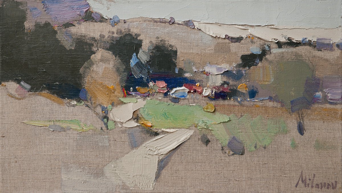 Impressionistic Landscape Oil Painting By Stojan Milanov, 18 X 10", 