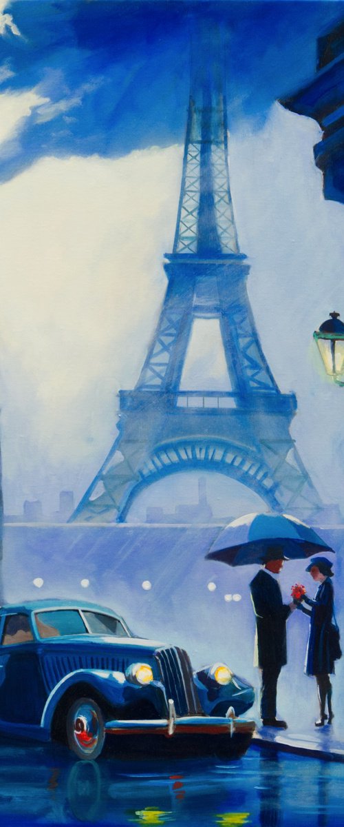 Rainy Parisian Encounter by Gordon Bruce