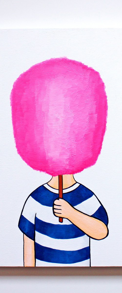 Candy Floss Face Pop Art Painting on Canvas by Ian Viggars