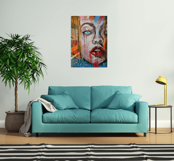 Say Yes - Original Modern Abstract Pop art Portrait