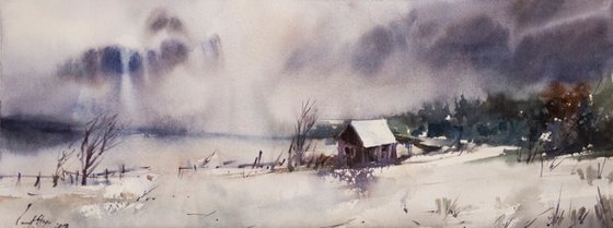 Winter Landscape with Old Barn