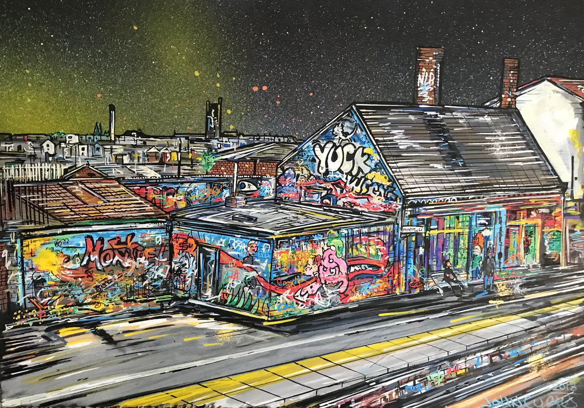 Urban And Pop Cityscapes Painting By John Curtis, 16 X 11, Montpellier Station - Bristol, Original Artwork