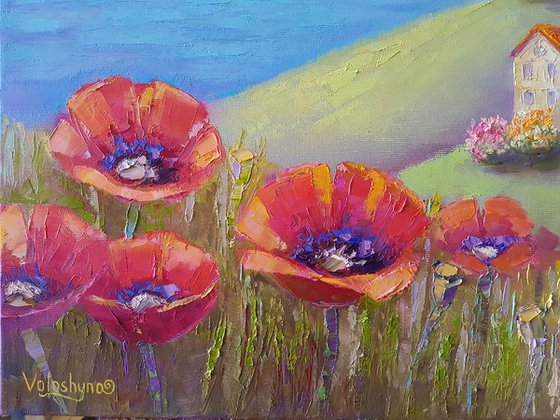 Landscape with poppies