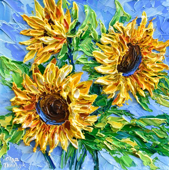 Sunflowers on blue II