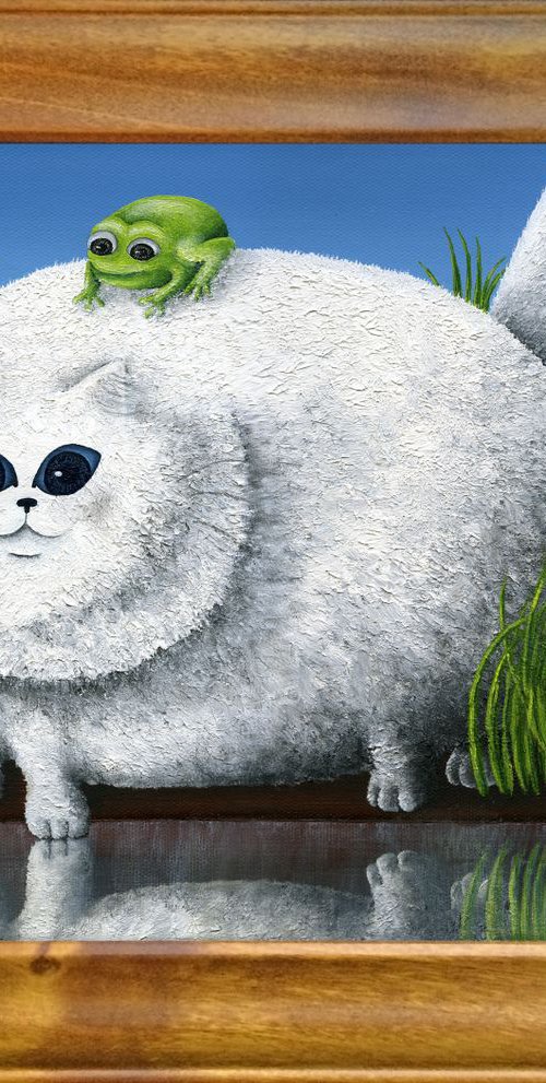 Fat Cat with Frog by Marlene Llanes