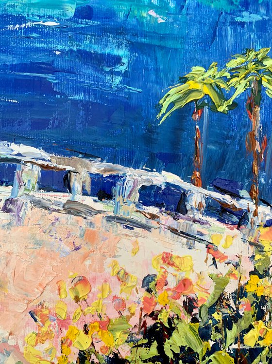 View from terrace. French Riviera coast.