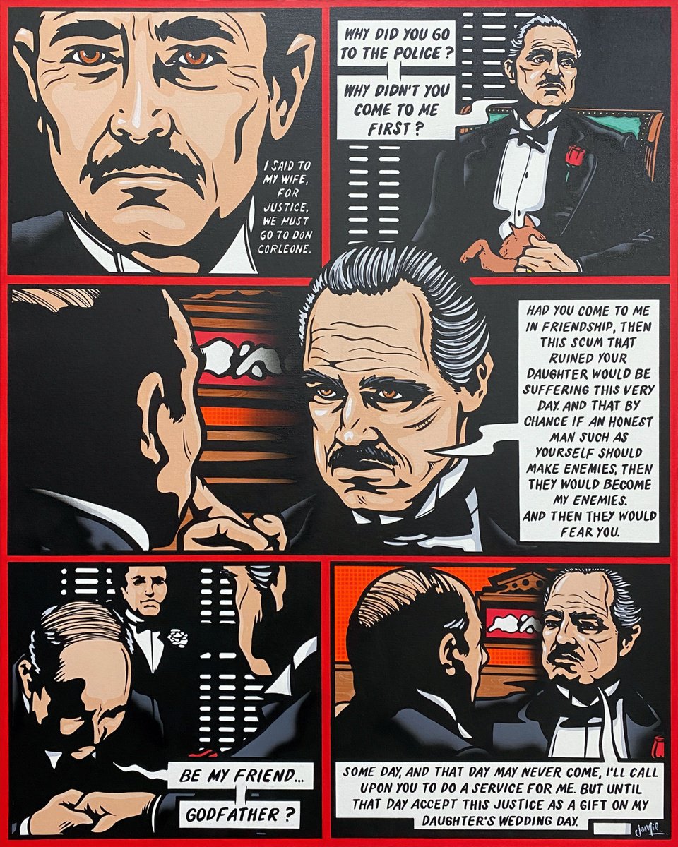 Urban And Pop Portrait Acrylic Painting By Jamie Lee, 31 X 39, The Godfather-Amerigo Bonasera, Original Artwork