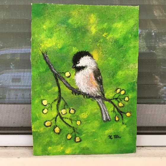 Chickadee # 48 - 7X5 oil on canvas