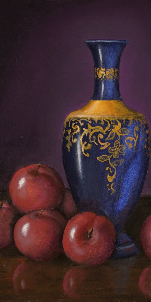 Blue Vase with Plums by Tim Wetherell