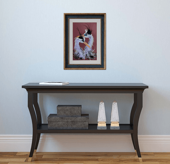 Twin Herons Soft Pastel