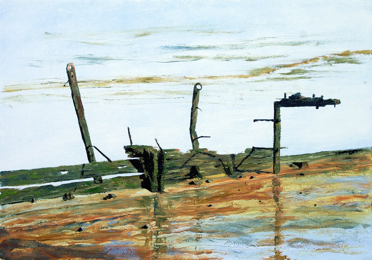 Abstract Oil Painting By Richard Manning, 33 X 22", Rapid Decline, Original Artwork