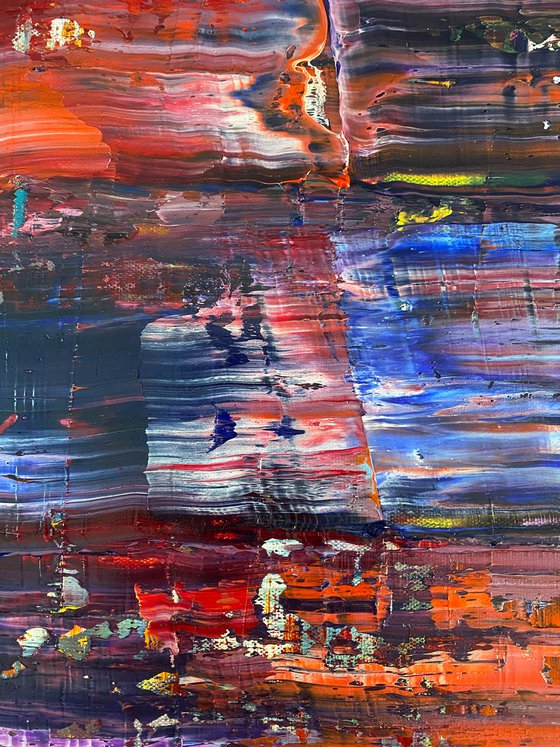 "We'll Mess You Up" - FREE USA SHIPPING + Save As A Series - Original Large PMS Abstract Triptych Oil Paintings On Canvas - 64" x 20"