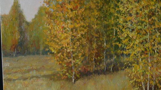 Golden Autumn - sunny autumn landscape painting