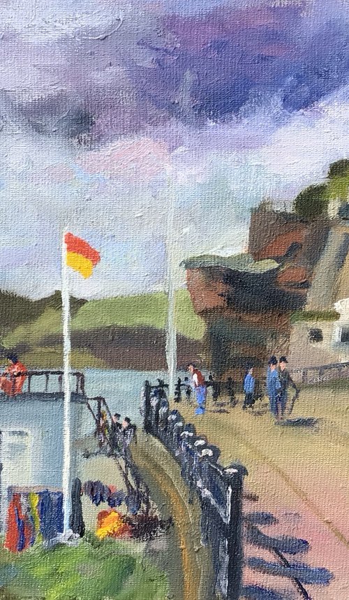 Sidmouth beach, looking west by Julian Lovegrove Art