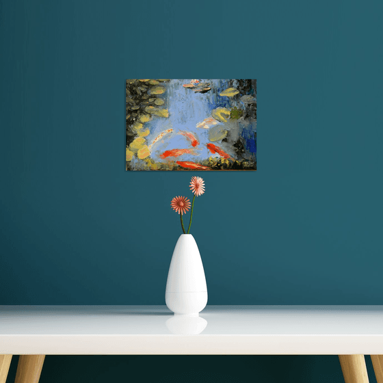 Pond with fish. Sketch